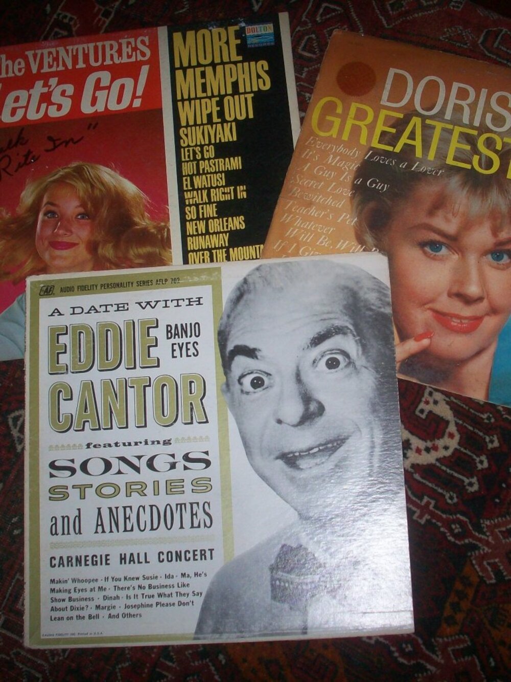 1950's LP Cover Art Doris Day The Ventures Eddie Cantor 3 pc Covers Only